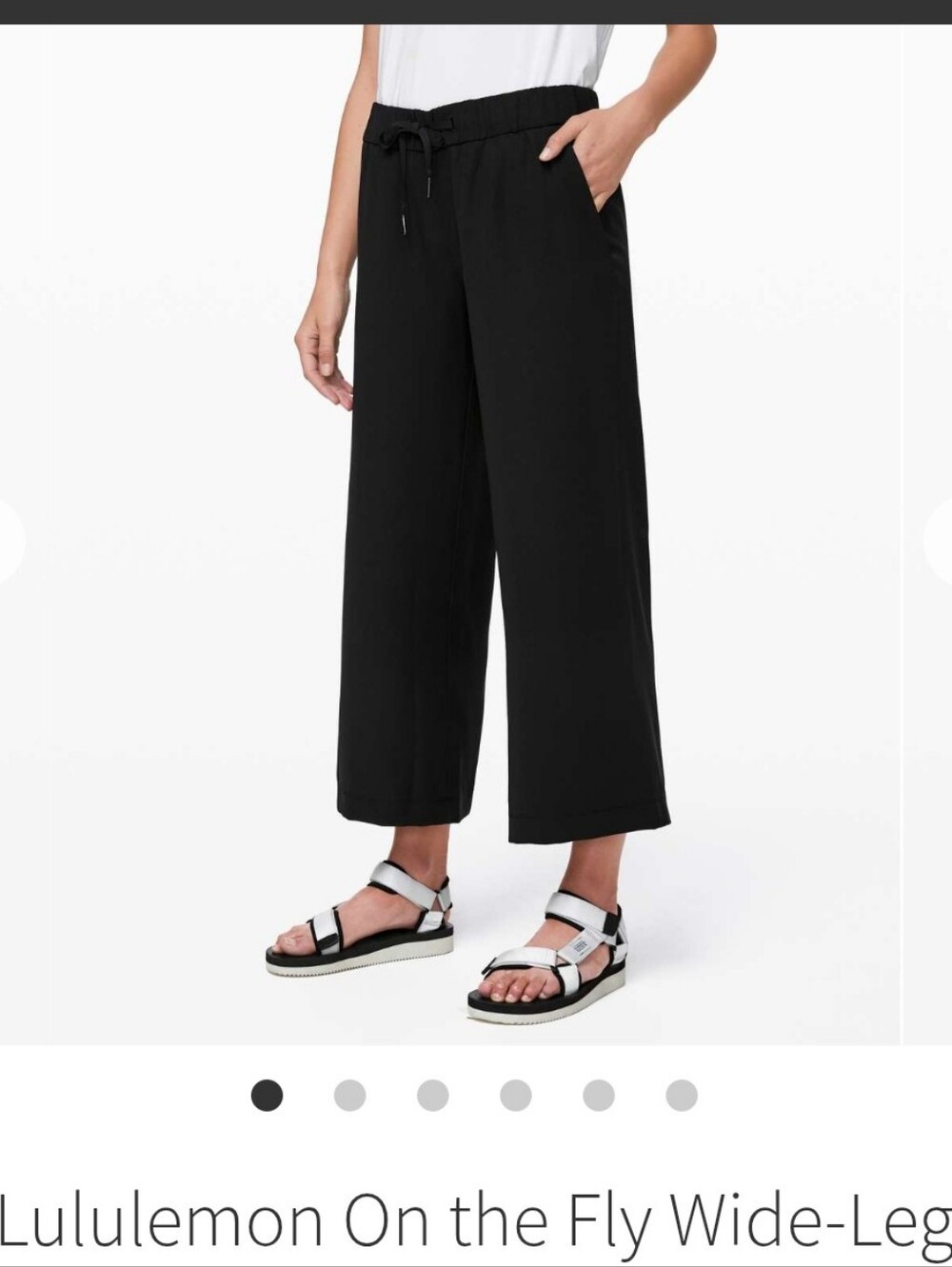 lululemon athletica On The Fly Wide Leg Pants Black Drawstring Waist Crop Ankle